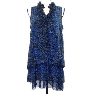 ALYN Paige Ruffled Leopard Print Mini Dress Large